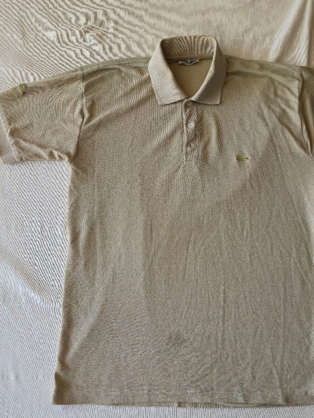 Vintage 70s 80s Lacoste Beige Polo Shirt Made in France